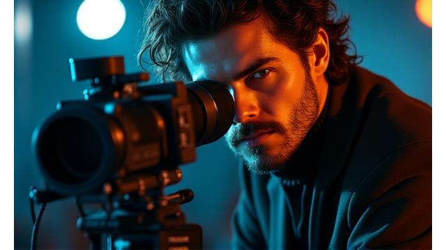 Thumbnail of Marcus Blaze, a film director, behind a camera